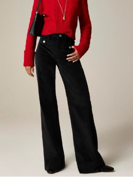 J. Crew Pants - J. Crew Sailor Velvet High Rise Relaxed Wide Leg Trouser Pant Preppy Black 29